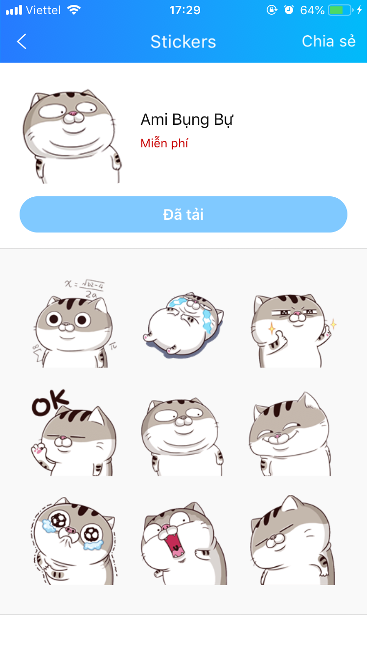 tải bộ sticker mèo bụng bự ami